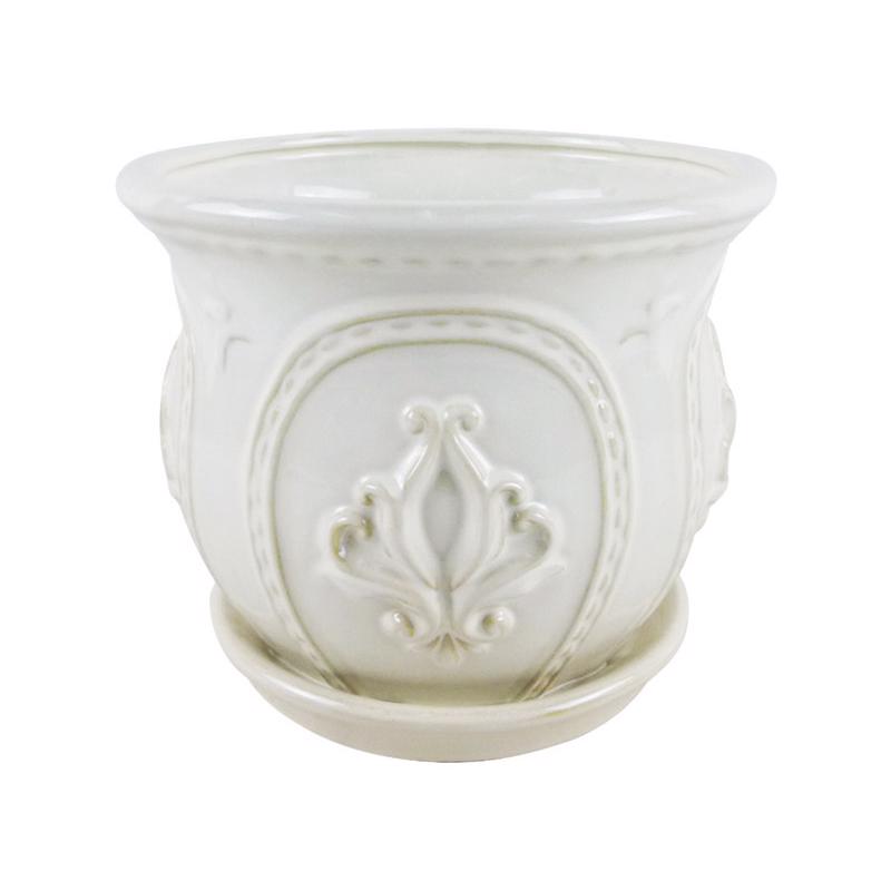 PLANTER ORNATE WHT 6"