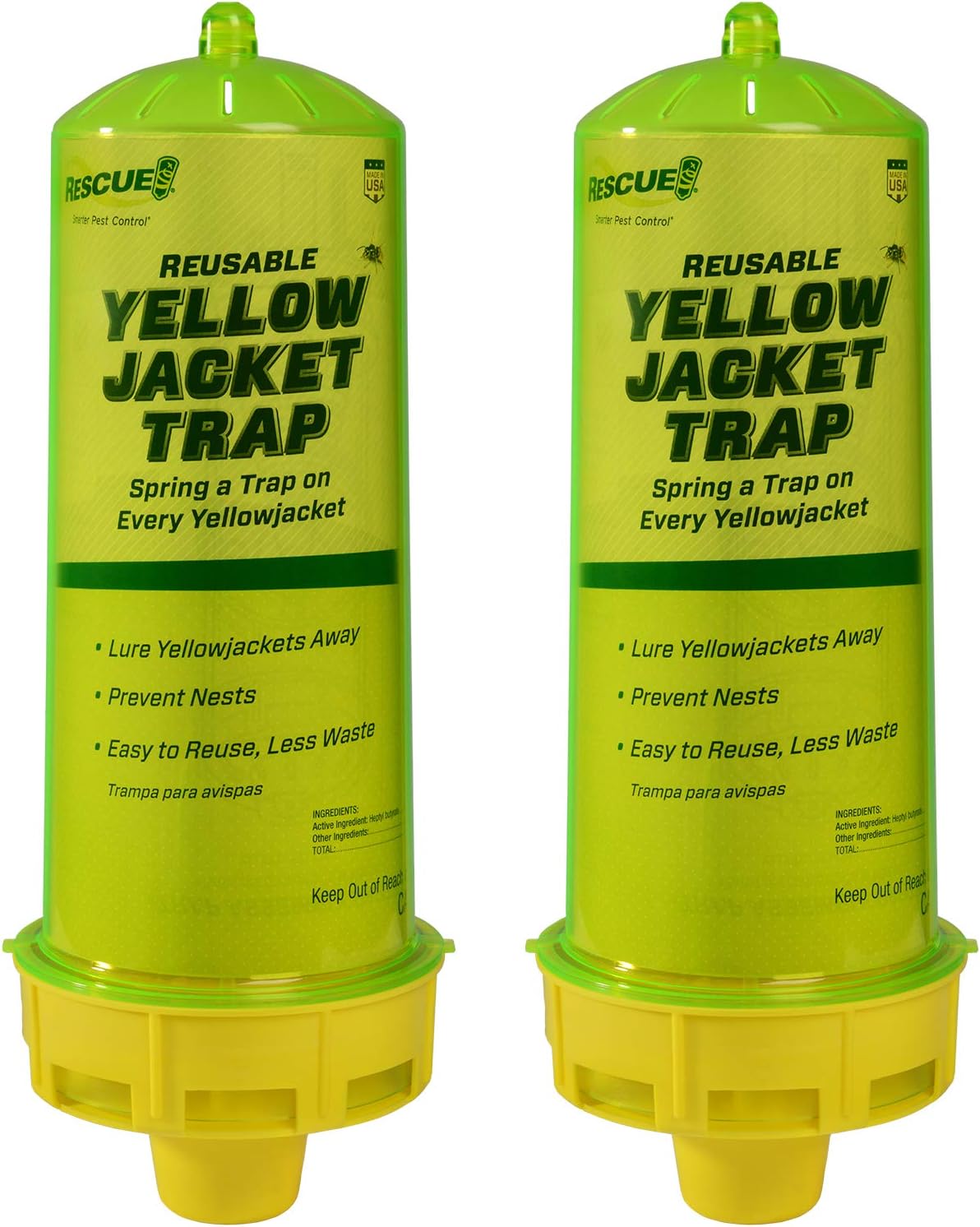 RESCUE! Reusable Yellowjacket Trap – Includes Attractant - 2 Traps