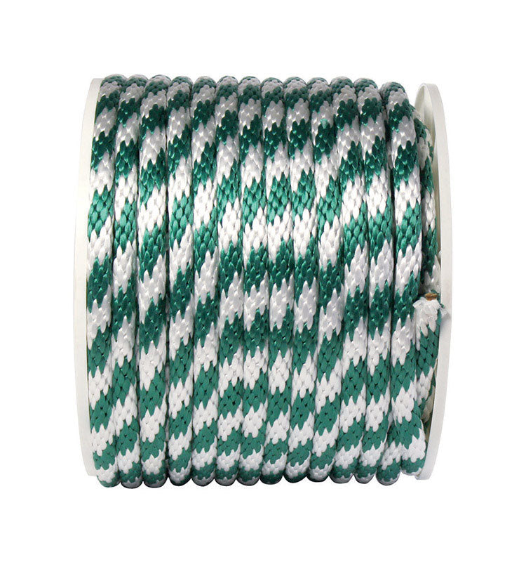 Koch 5/8 in. D X 140 ft. L Green/White Solid Braided Poly Derby Rope