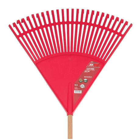 Ace 65 in. 26 Tine Poly Leaf Rake Wood Handle
