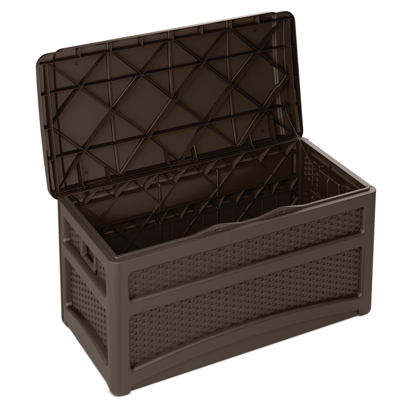 Suncast 46 in. W X 24 in. D Brown Plastic Deck Box with Seat 73 gal