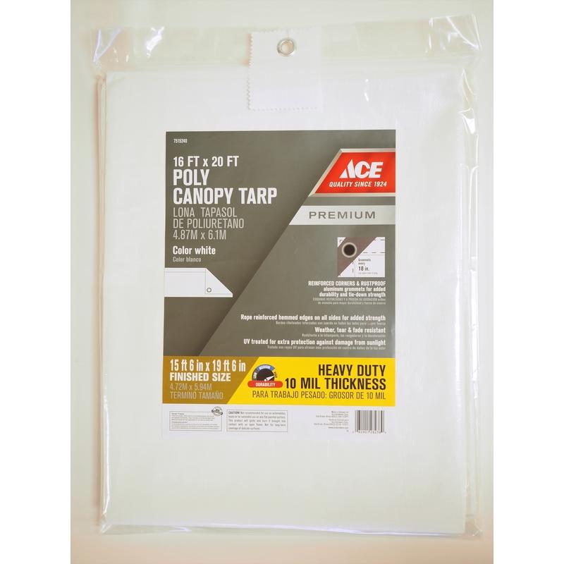 Ace 16 ft. W X 20 ft. L Heavy Duty Polyethylene Canopy Tarp White