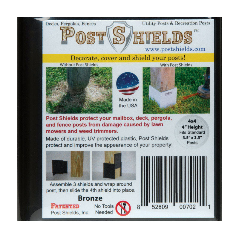 Post Shields Inc. 4 in. H X 4 in. W X 4 in. L Plastic Brown Fence Post Protection