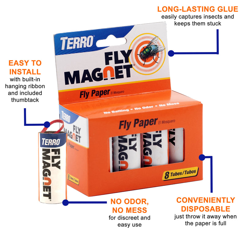 TERRO Fly Magnet Fly Paper 8 pk