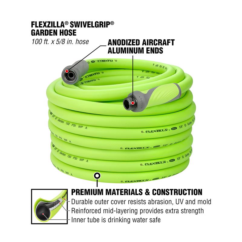 Legacy Flexzilla SwivelGrip 5/8 in. D X 100 ft. L Garden Hose