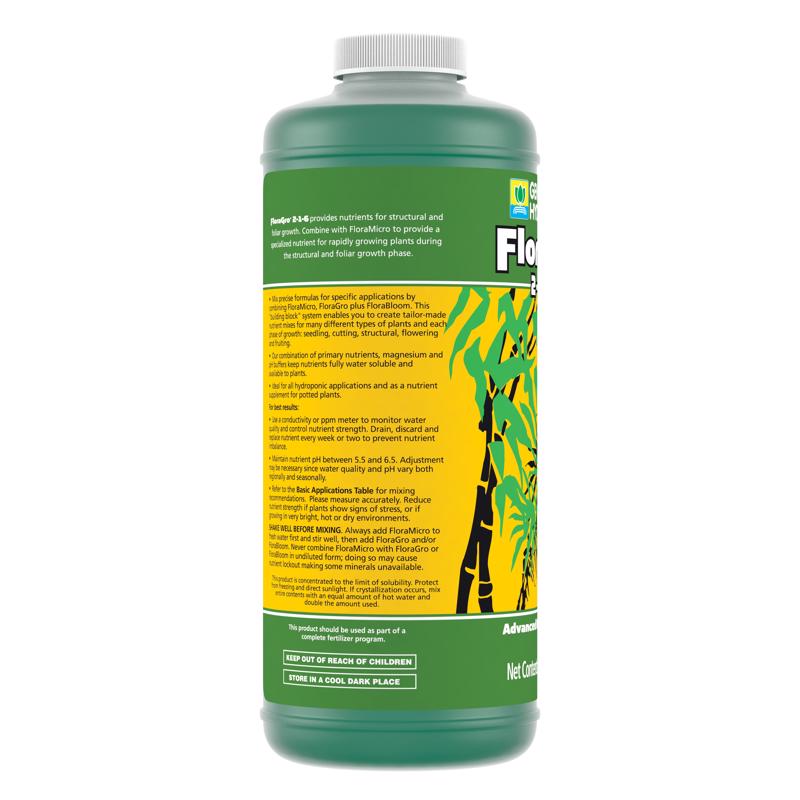 General Hydroponics FloraGro Organic Liquid Nutrient System 1 qt