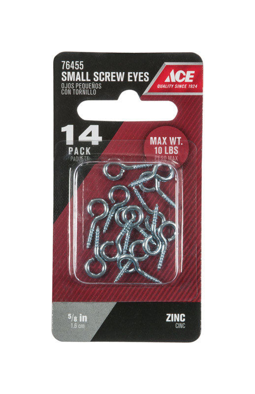 Ace 1/16 in. D X 5/8 in. L Zinc-Plated Steel Screw Eye 10 lb. cap. 14 pk
