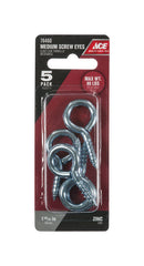 Ace 1/4 in. D X 1-13/16 in. L Zinc-Plated Steel Screw Eye 80 lb. cap. 5 pk