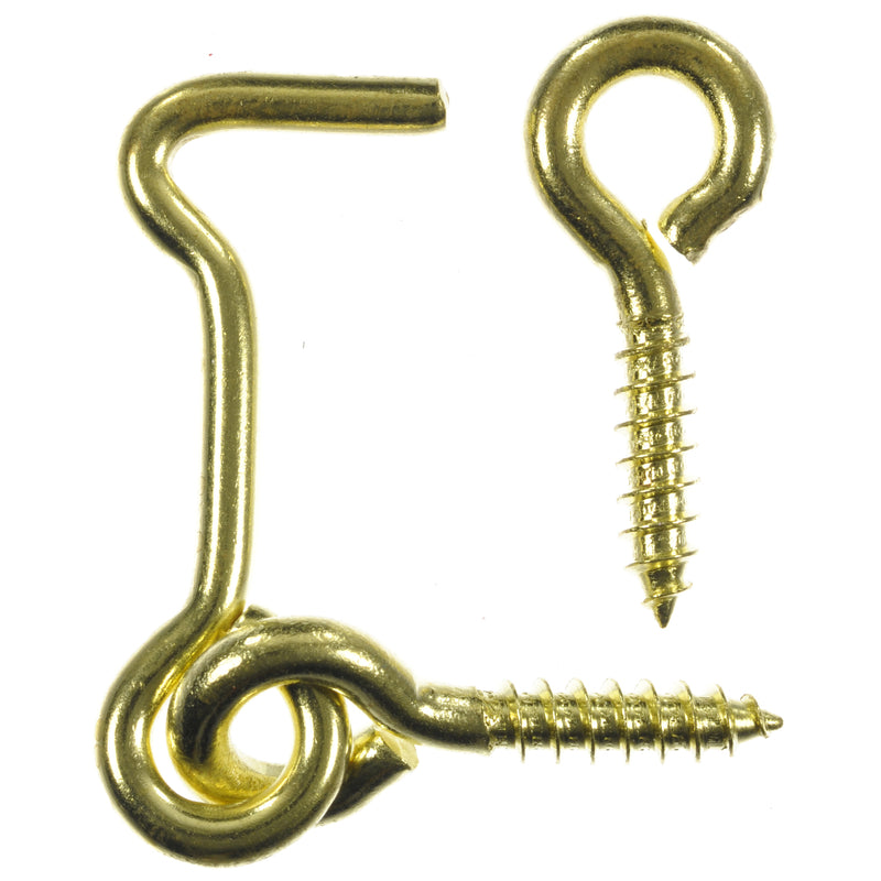 Ace Small Polished Brass Green Brass 1.5 in. L Hook and Eye 2 pk