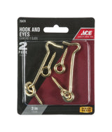 Ace Small Polished Brass Green Brass 3 in. L Hook and Eye 2 pk