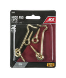 Ace Small Polished Brass Green Brass 3 in. L Hook and Eye 2 pk