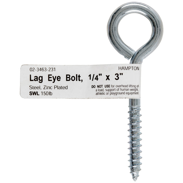 LAG EYE BOLT 1/4"X3"