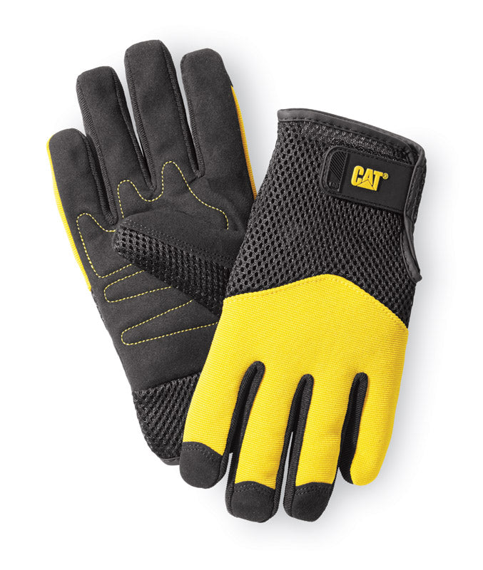Cat Men's Indoor/Outdoor Padded Work Gloves Black/Yellow L 1 pair