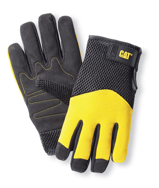 Cat Men's Indoor/Outdoor Padded Work Gloves Black/Yellow XL 1 pair