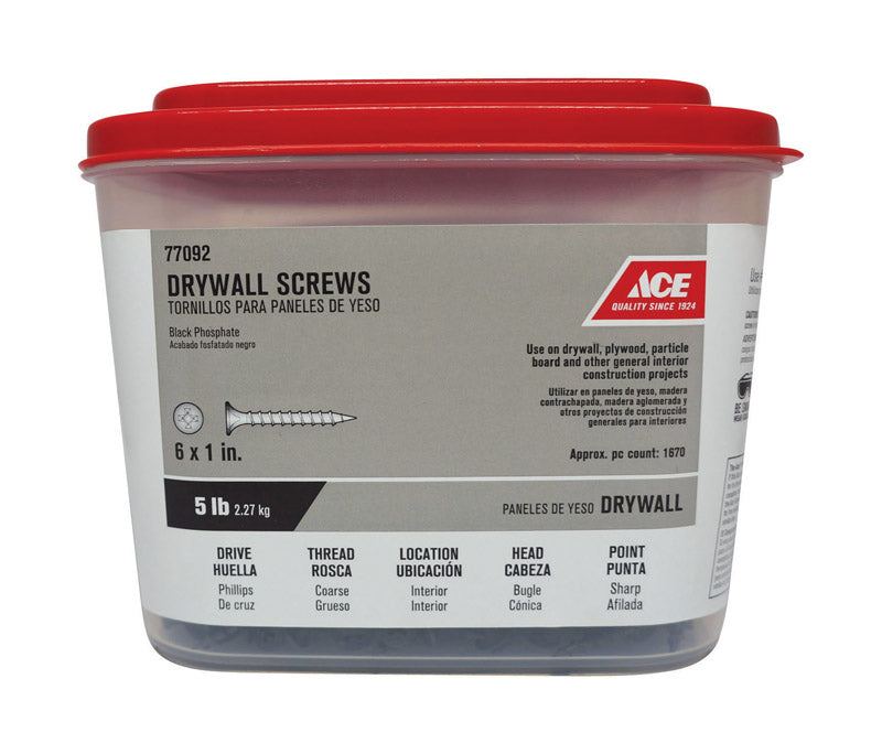 Ace No. 6 wire X 1 in. L Phillips Drywall Screws 5 lb 1693 pk