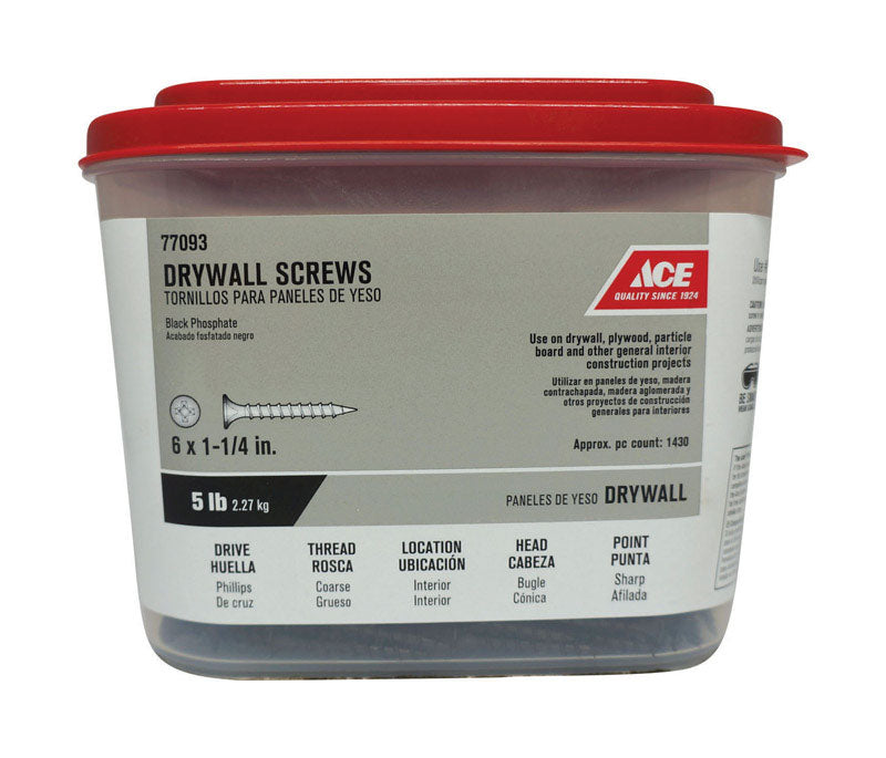 Ace No. 6 wire X 1-1/4 in. L Phillips Drywall Screws 5 lb 1417 pk