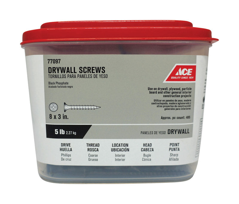 Ace No. 8 wire X 3 in. L Phillips Drywall Screws 5 lb 472 pk