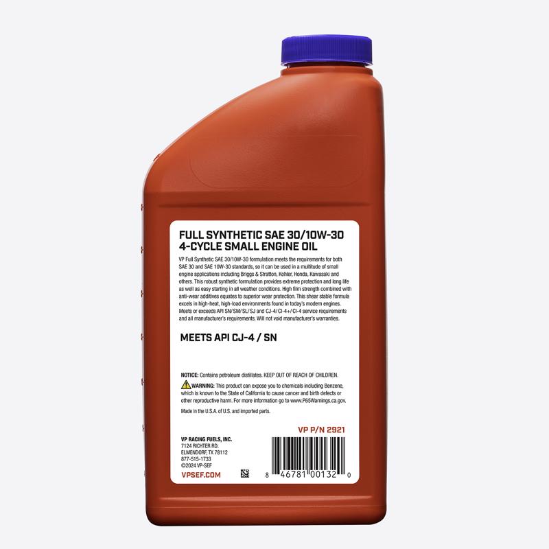 VP Racing Fuels 10W-30 4-Cycle Synthetic Motor Oil 32 oz 1 pk