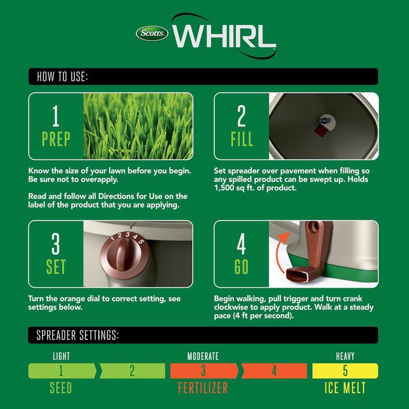 Scotts Whirl Handheld Spreader For Fertilizer/Ice Melt/Seed