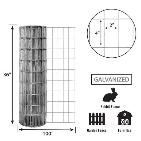 American Posts 36 in. H X 100 ft. L Steel Welded Wire Fence 2 in.