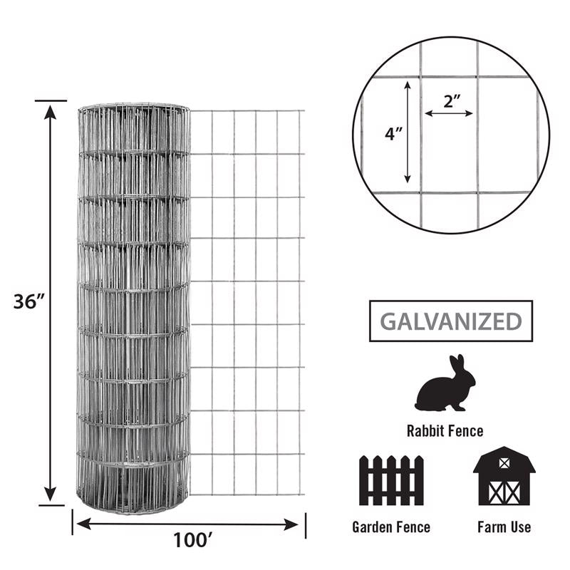 American Posts 36 in. H X 100 ft. L Steel Welded Wire Fence 2 in.