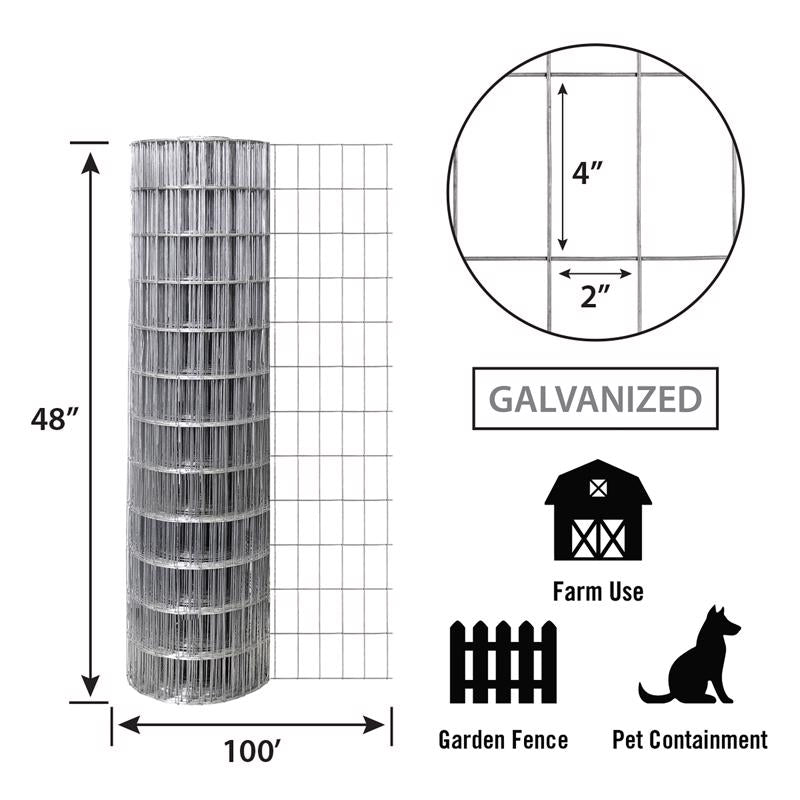 American Posts 48 in. H X 100 ft. L Steel Welded Wire Fence 2 in.