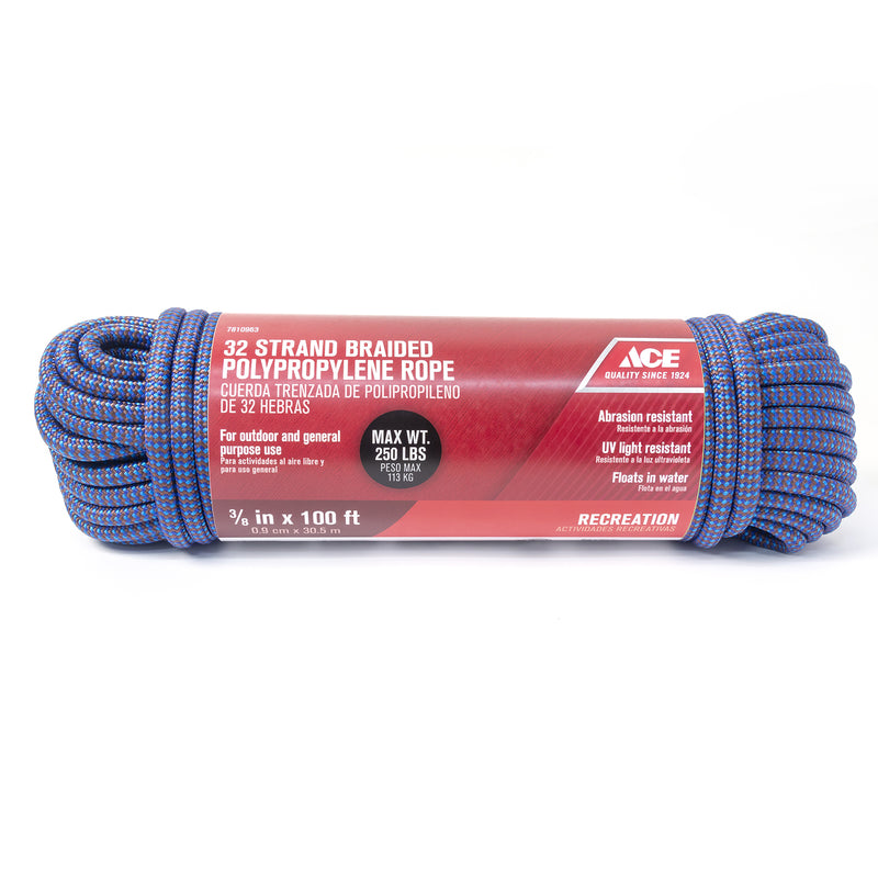 Ace 3/8 in. D X 100 in. L Blue Diamond Braided Poly Rope