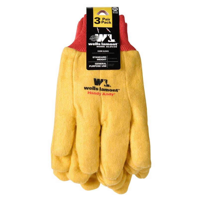 Wells Lamont Handy Andy Men's Indoor/Outdoor Chore Gloves Yellow One Size Fits All 3 pair
