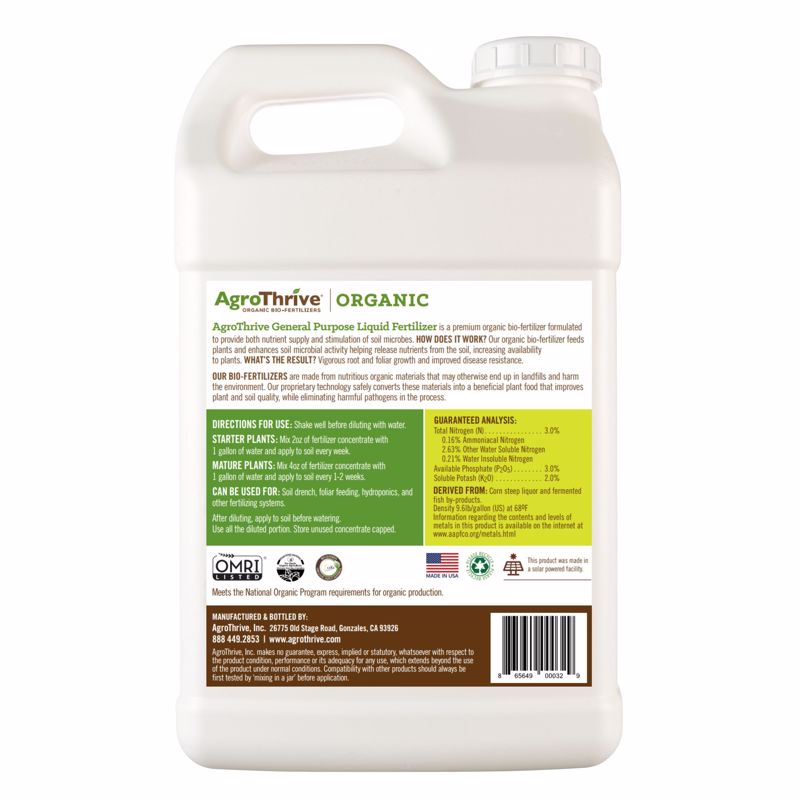 AgroThrive Organic Everything that Grows 3-3-2 General Purpose Fertilizer 2.5 gal