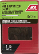 Ace 10D 3 in. Casing Hot-Dipped Galvanized Steel Nail Brad Head 1 lb