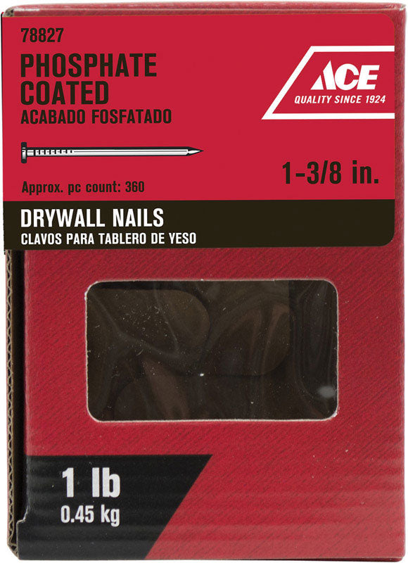 Ace 1-3/8 in. Drywall Phosphate-Coated Steel Nail Cupped Head 1 lb