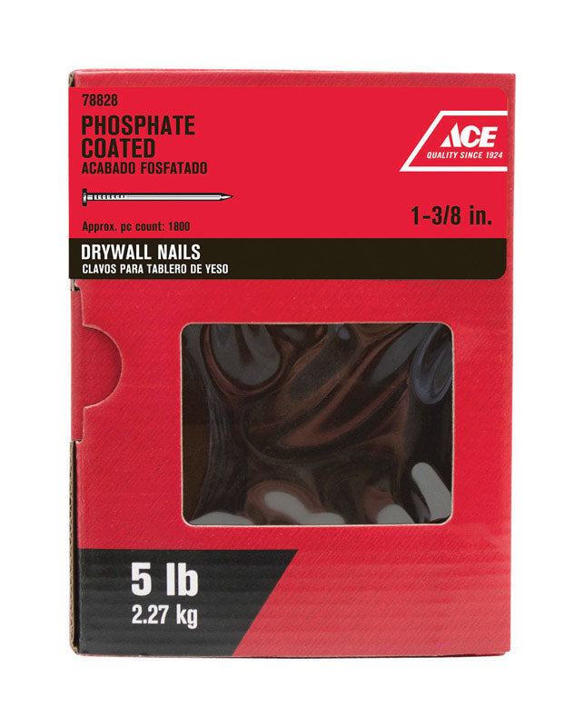 Ace 1-3/8 in. Drywall Phosphate-Coated Carbon Steel Nail Cupped Head 5 lb