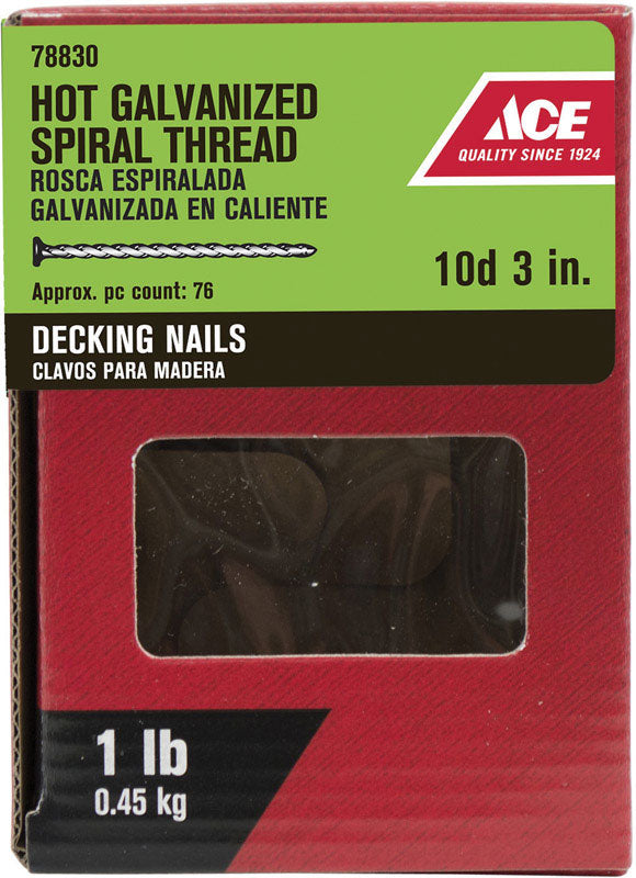 Ace 10D 3 in. Deck Steel Nail Flat Head 1 lb