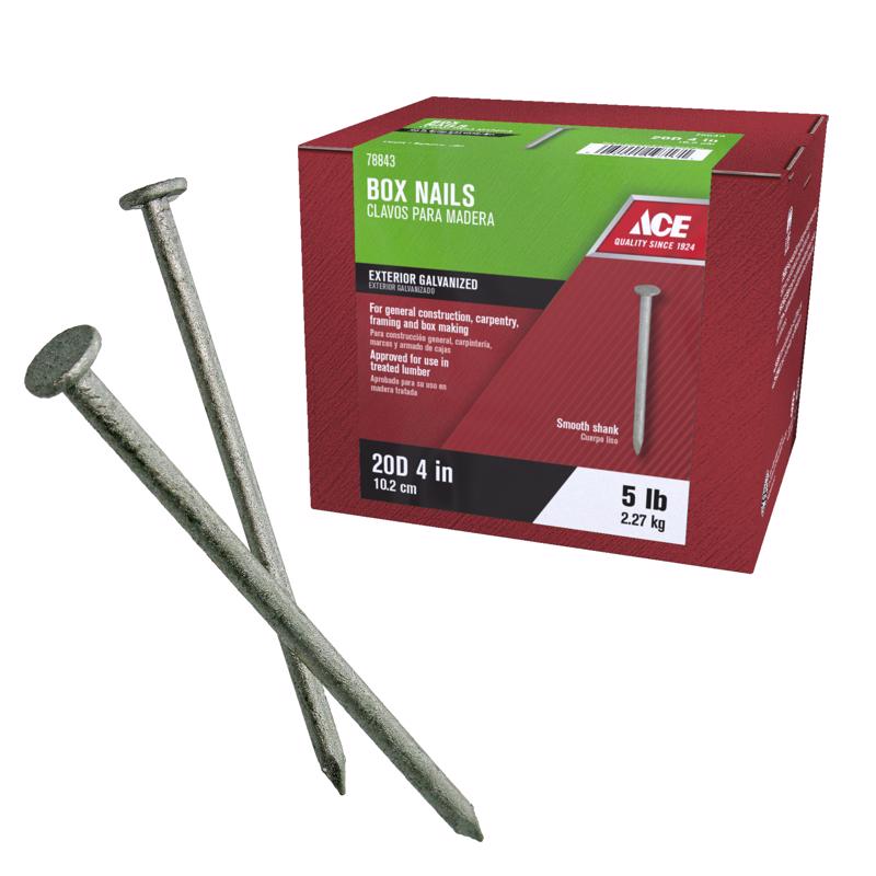 Ace 20D 4 in. Box Hot-Dipped Galvanized Steel Nail Flat Head 5 lb