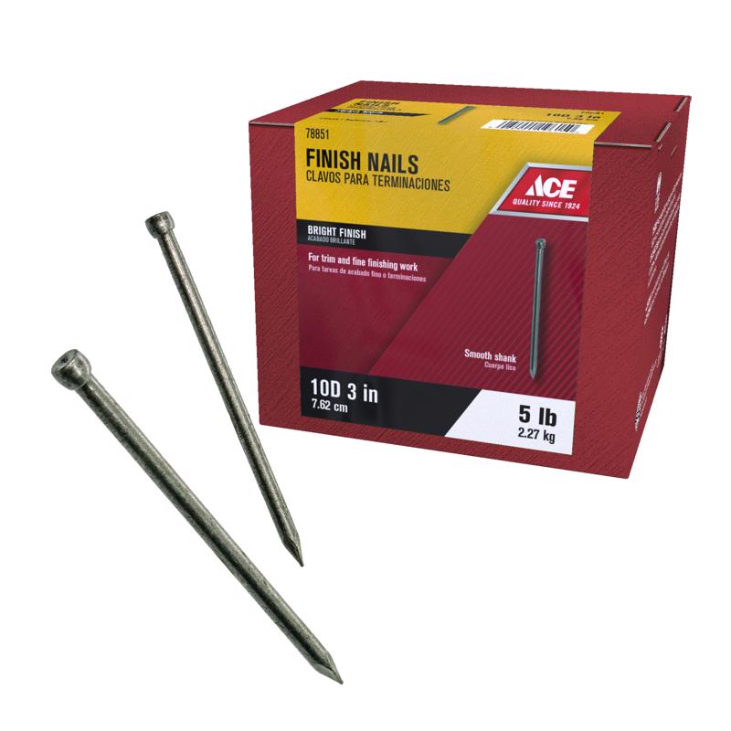 Ace 10D 3 in. Finishing Bright Steel Nail Countersunk Head 5 lb