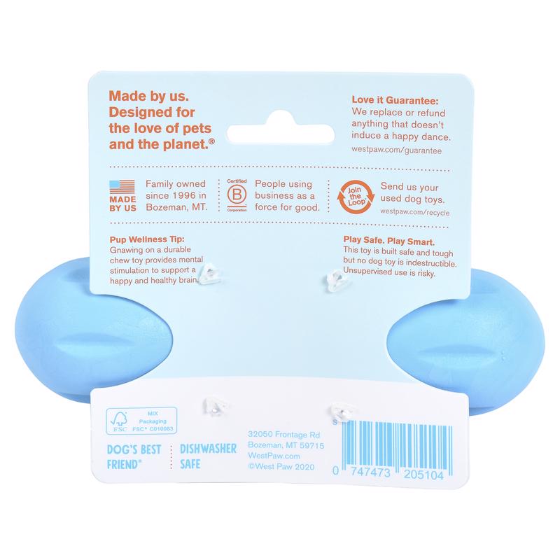 West Paw Zogoflex Plastic Hurley Bone Chew Dog Toy Small in. 1 pk