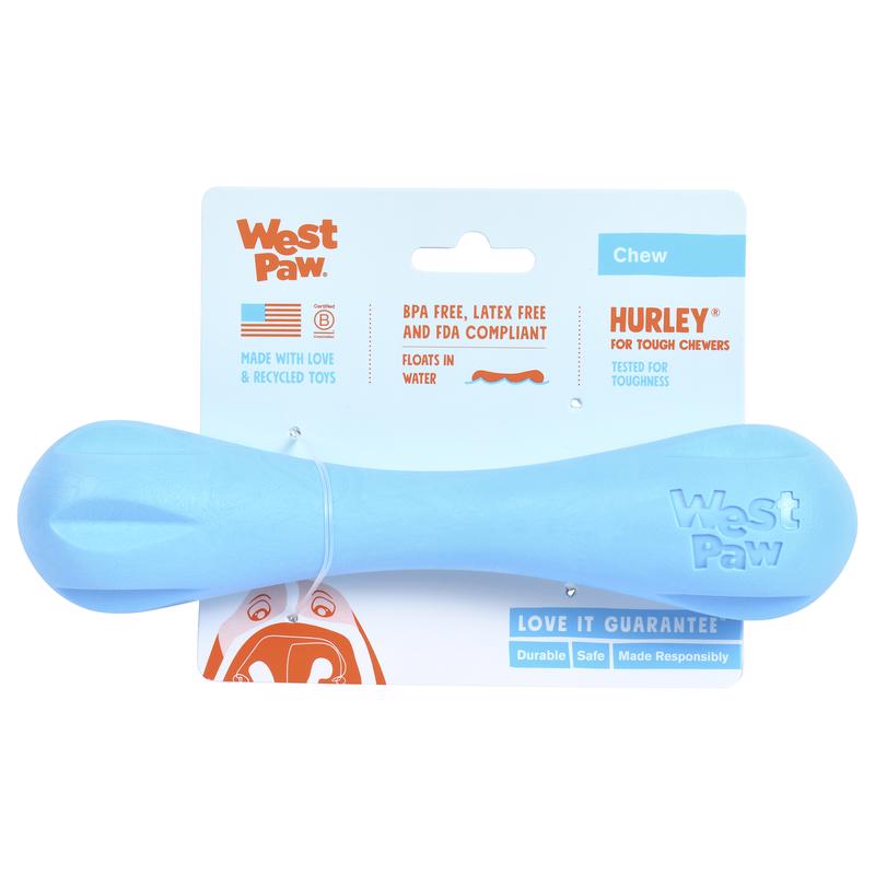 West Paw Zogoflex Blue Plastic Hurley Bone Chew Dog Toy Large in. 1 pk