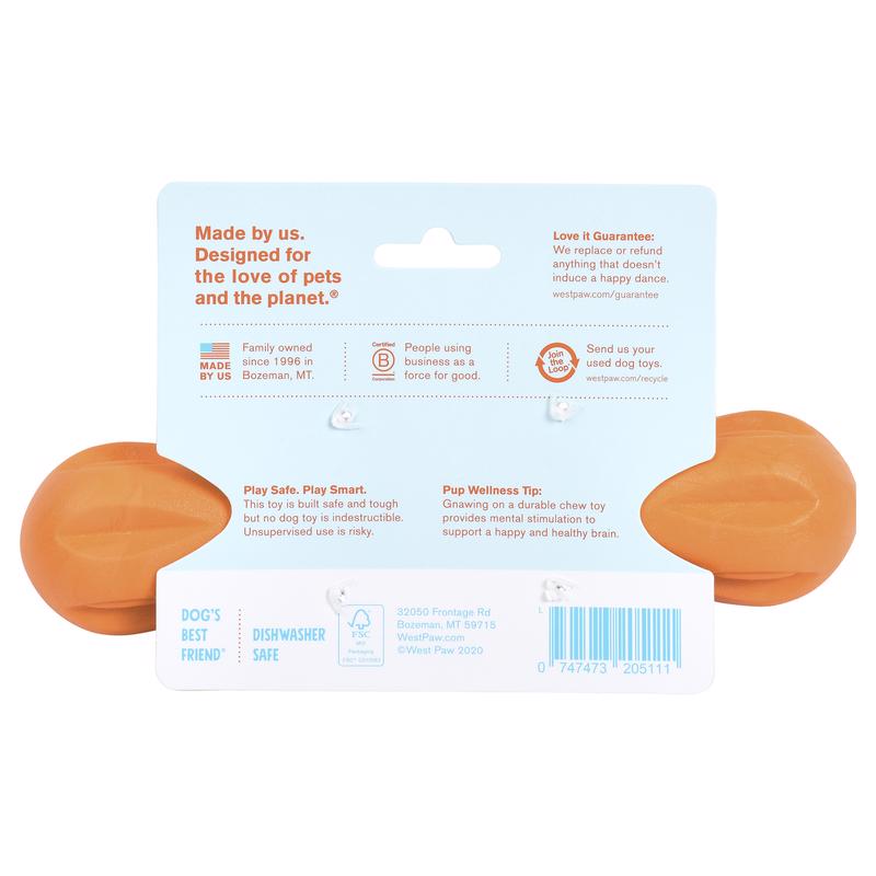 West Paw Zogoflex Orange Plastic Hurley Bone Chew Dog Toy Large in. 1 pk