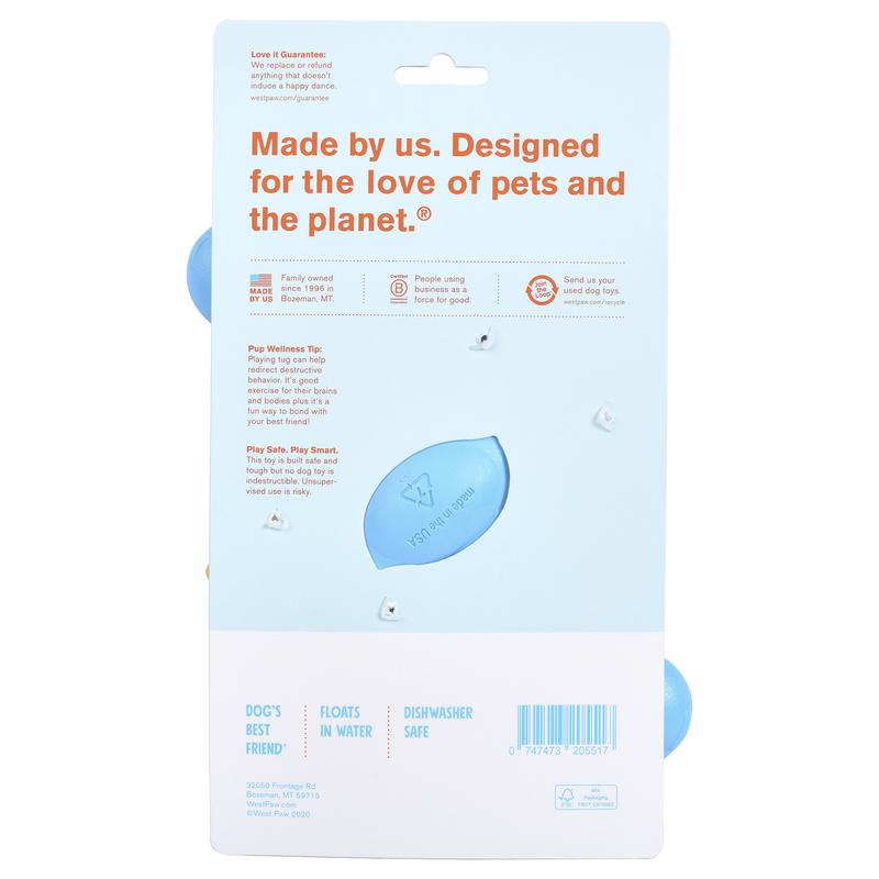 West Paw Zogoflex Blue Plastic Bumi Dog Tug Toy Large in. 1 pk