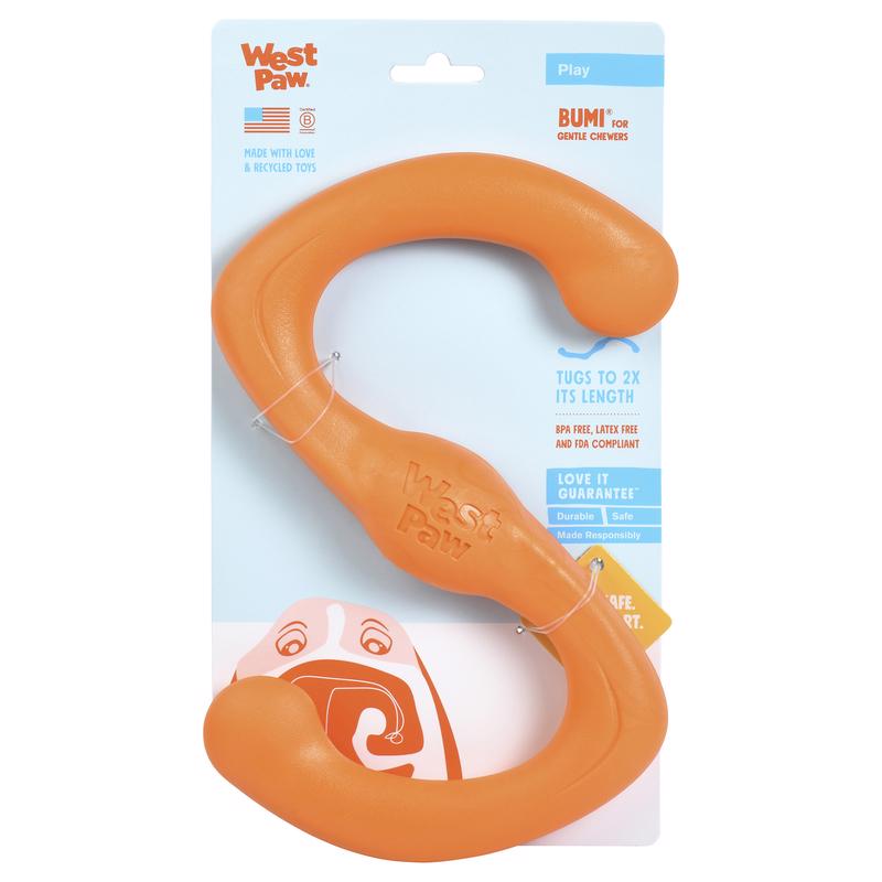 West Paw Zogoflex Orange Plastic Bumi Dog Tug Toy Large in. 1 pk