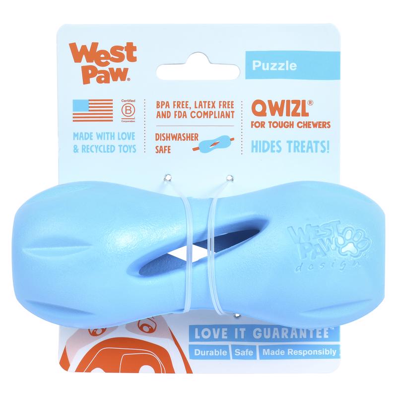 West Paw Zogoflex Blue Plastic Qwizl Dog Treat Toy/Dispenser Small 1 pk