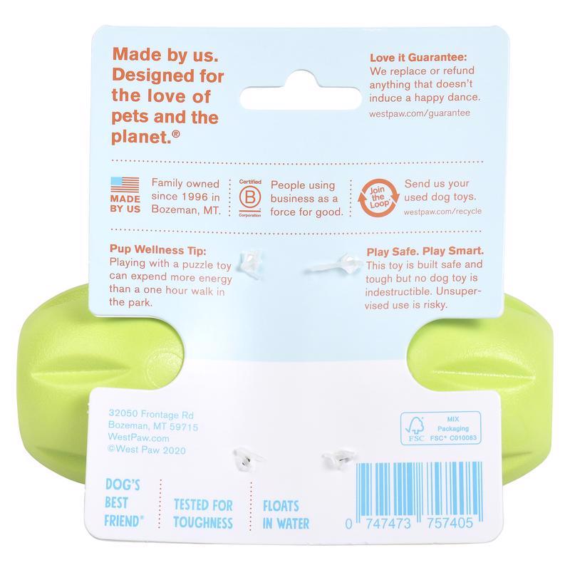 West Paw Zogoflex Green Plastic Qwizl Pet Toy Small in. 1 pk