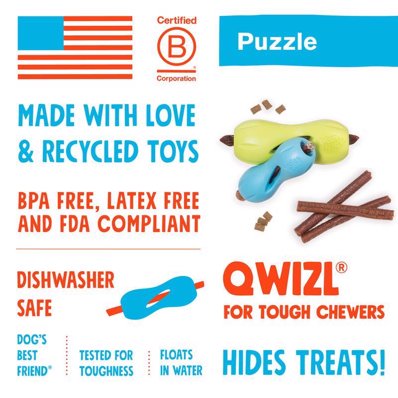 West Paw Zogoflex Green Plastic Qwizl Pet Toy Small in. 1 pk
