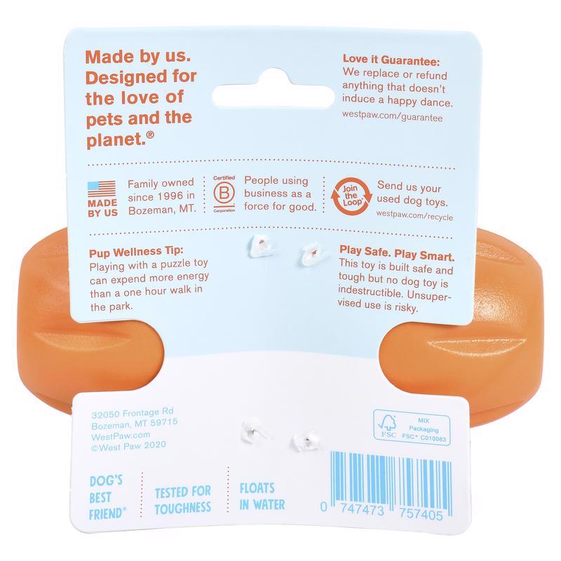 West Paw Zogoflex Orange Plastic Qwizl Pet Toy Small in. 1 pk