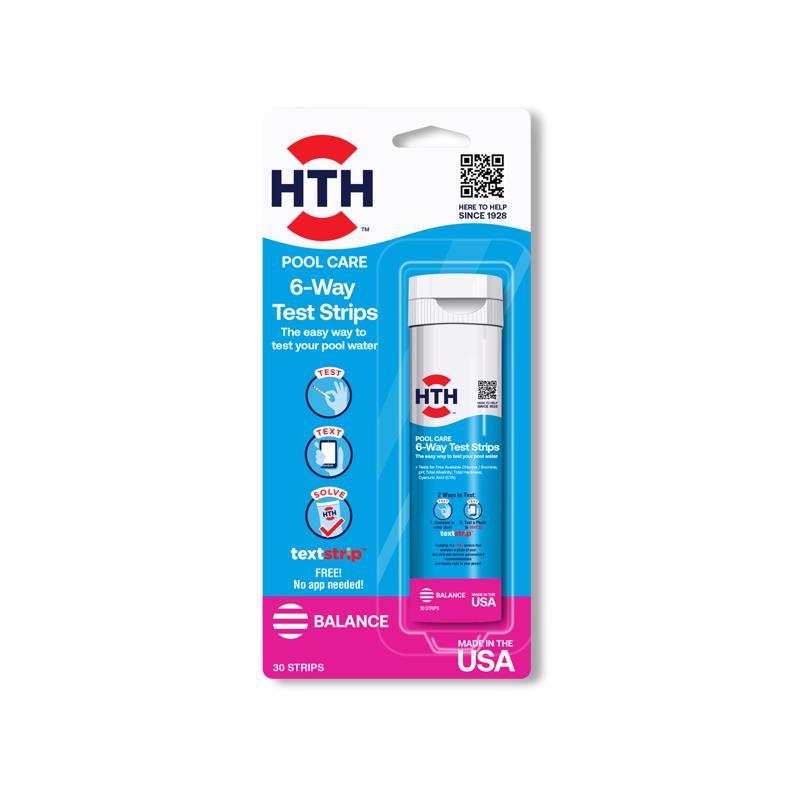 HTH 1276 Swimming Pool Care 6 Way Test Strips, Swimming Pool Water Chemical Tester, 30 Strips