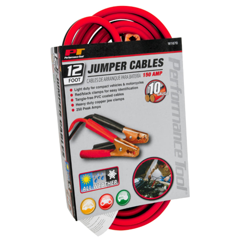 Performance Tool 12 ft. 10 Ga. Jumper Cable 150 amps