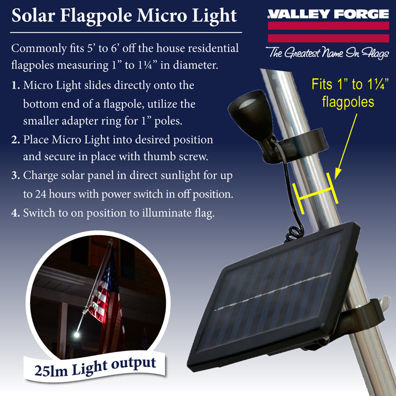 Valley Forge 6.69 in. L Plastic Flag Pole Light