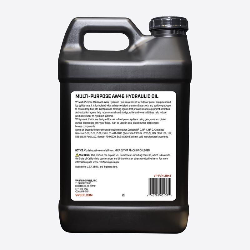 VP Racing Fuels Small Engine Lubricants Hydraulic Oil 2.5 gal