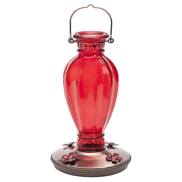 Perky-Pet Hummingbird 18 oz Glass Daisy Vase Vintage Nectar Bird Feeder 4 ports