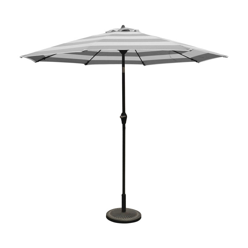 Living Accents 9 ft. Tiltable Gray Stripe Market Umbrella